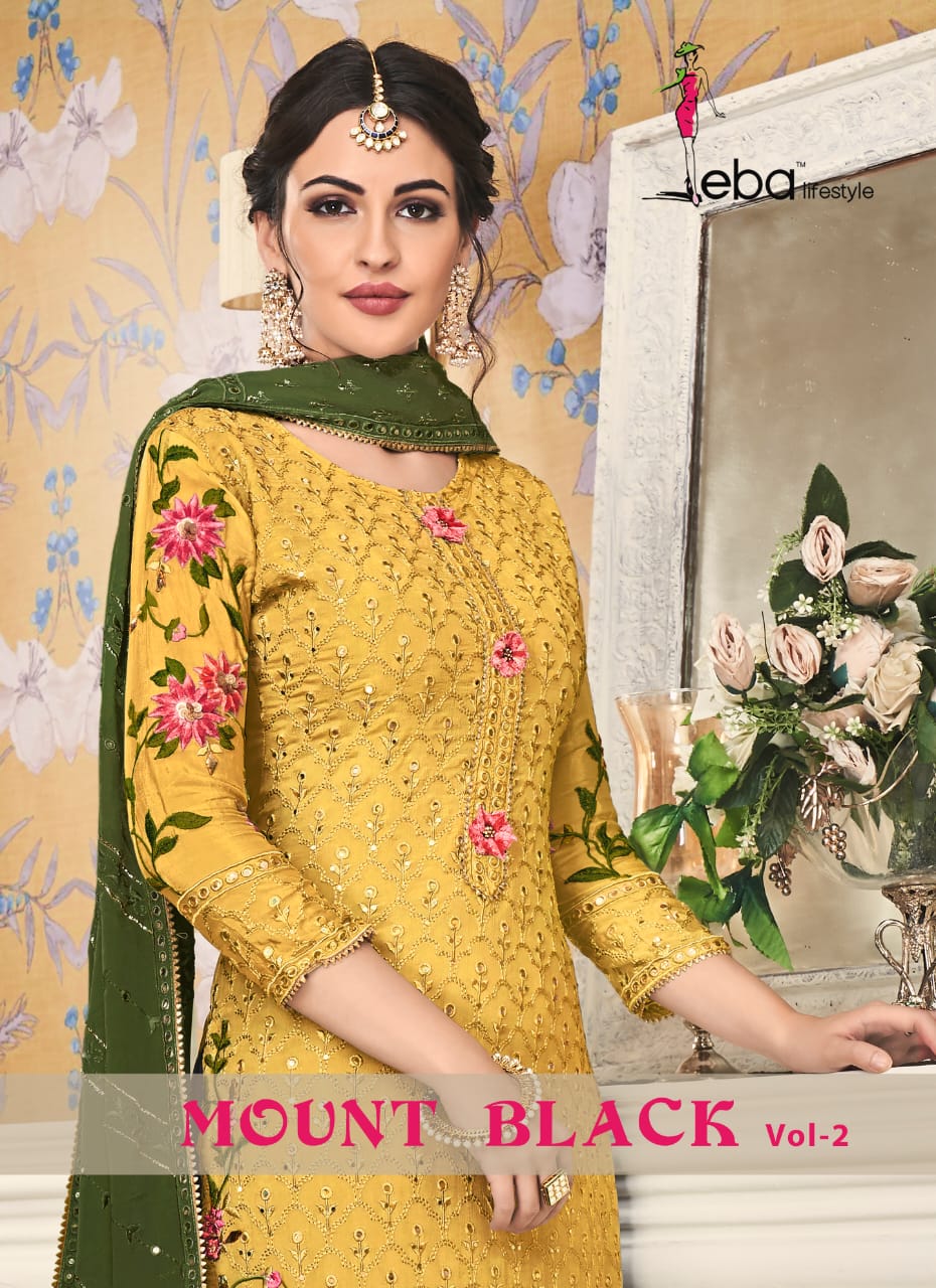 Mount Black Vol 2 By Eba Lifestyle Viscose Upada Khatli Embroidery Work Salwar Suit