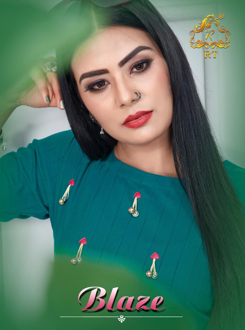 Rijiya Trendz Blaze Rayon Formal Wear Kurti Supplier Surat