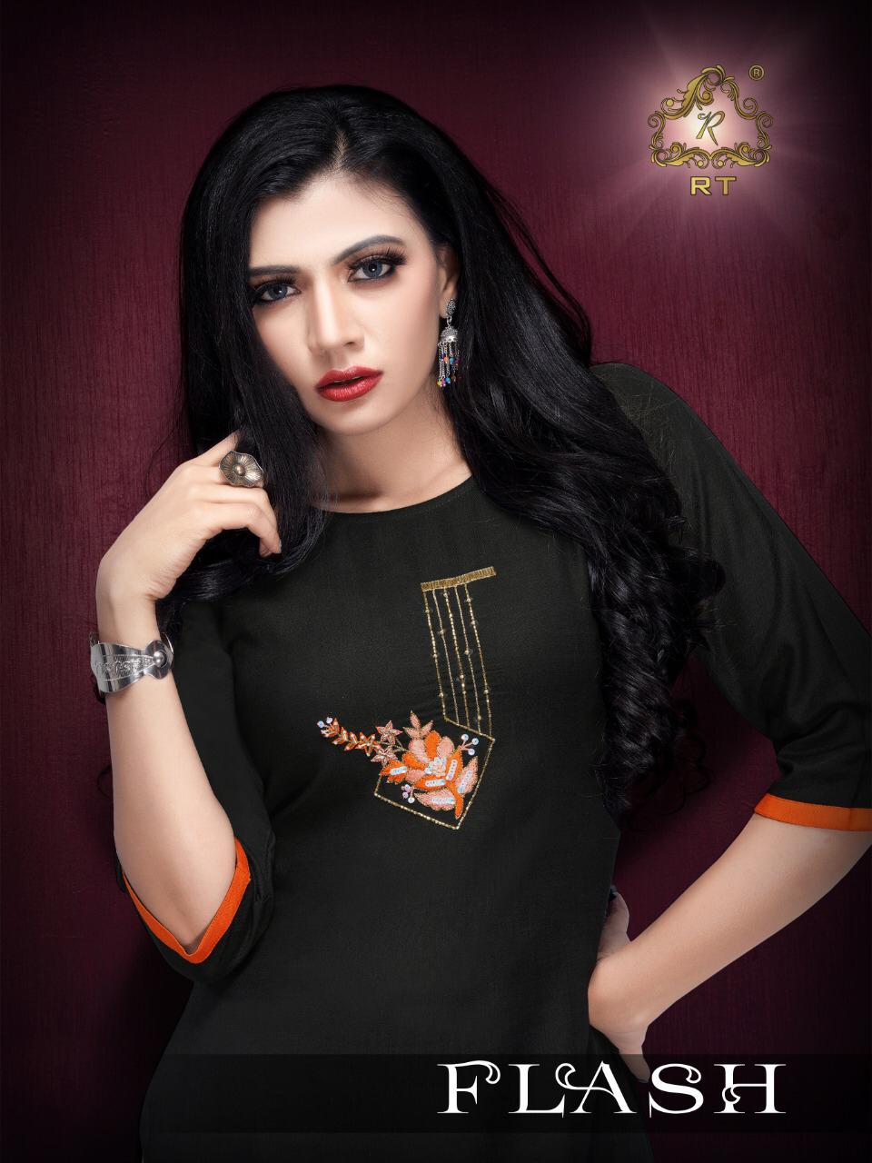 Rijiya Trendz Flash Premium Rayon Slub Casual Wear Kurti With Handwork