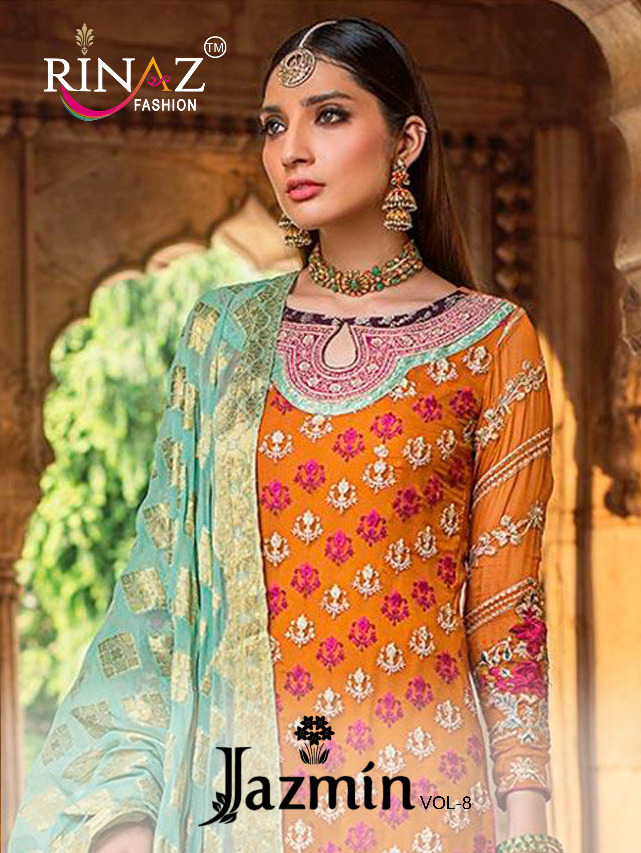 Rinaz Fashion Jazmin Vol 8 Georgette Embroidery Pakistani Dress Materials