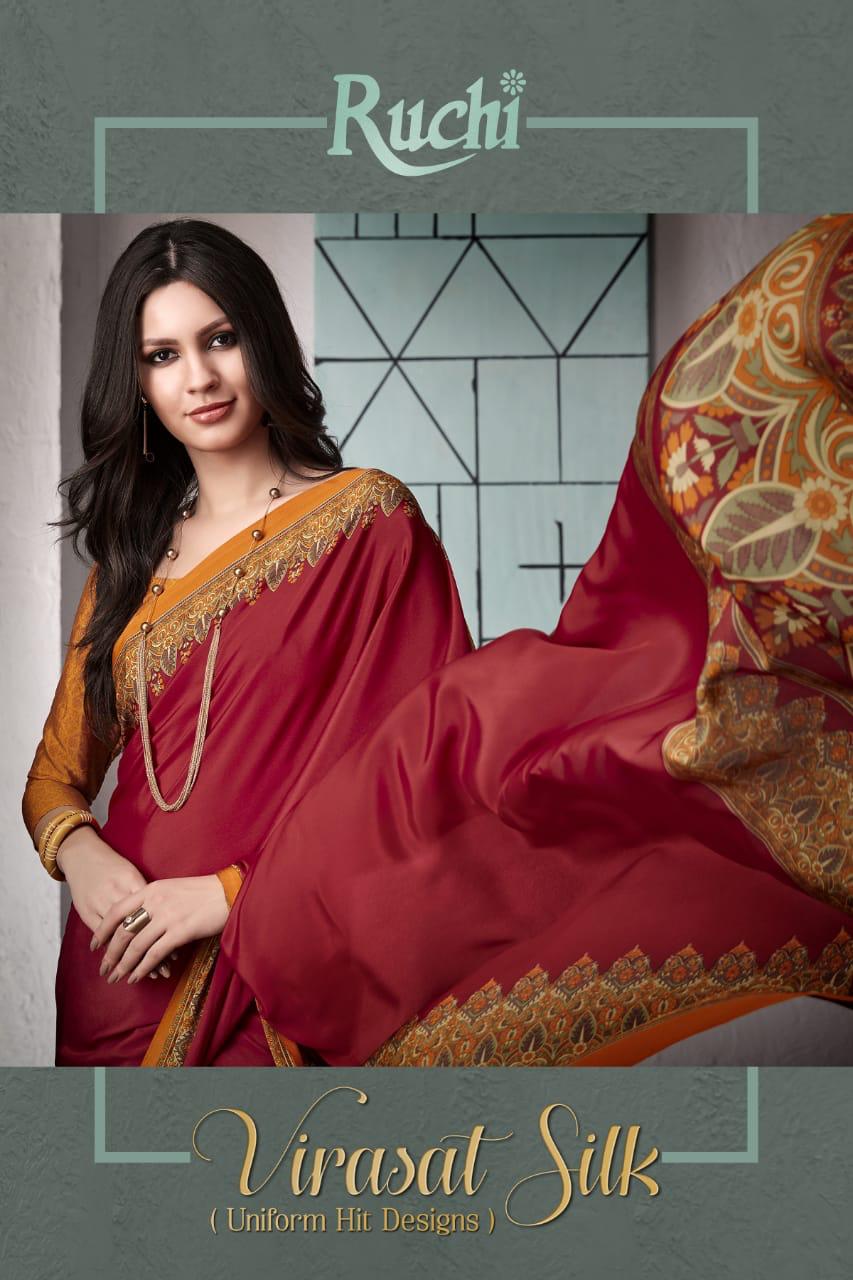 Ruchi Launch Virasat Silk Hit Crape Formal Ethnic Wear Saree At Cheapest Rate