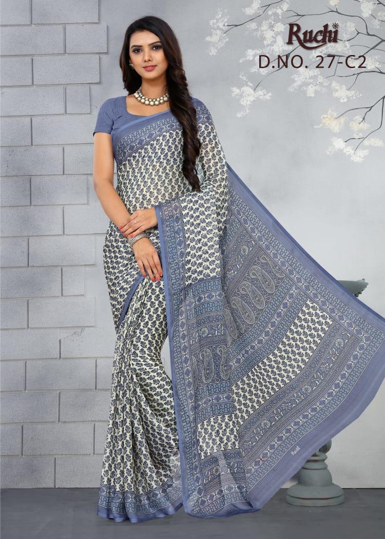 Ruchi Super Kesar Chiffon 27 Printed Chiffon Saree Wholesaler