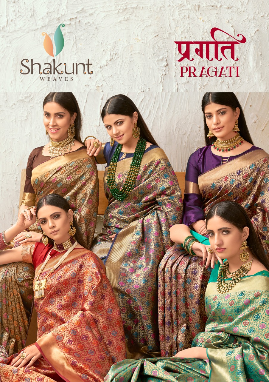 Shakunt Present Pragati Ethnic Wear Heavy Look Silk Saree Online Shopping