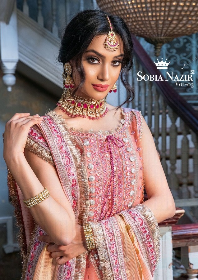 Shraddha Designer Sobia Nazir Vol 3 Heavy Net With Embroidery Ethnic Pakistani Suits