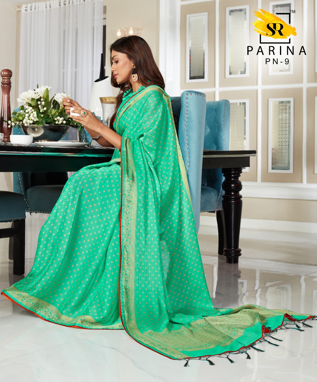 Sr Brand Parina Bright Chiffon Fancy Latest Sarees Buy Online At Best Prices In India