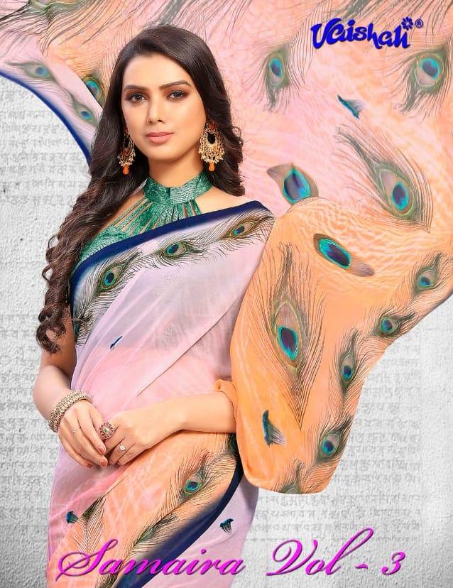 Vaishali Samaira Vol 3 Peacock Digital Printed Saris Catalog Wholesaler