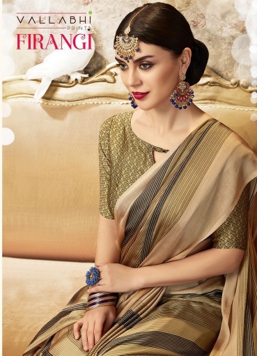 Vallabhi Present Firangi Chines Chiffon Printed Designer Saree