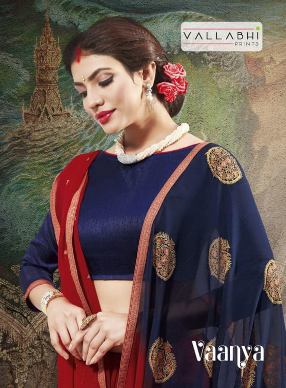 Vallabhi Present Vaanya Georgette Weaving Jari Casual Wear Saree Supplier