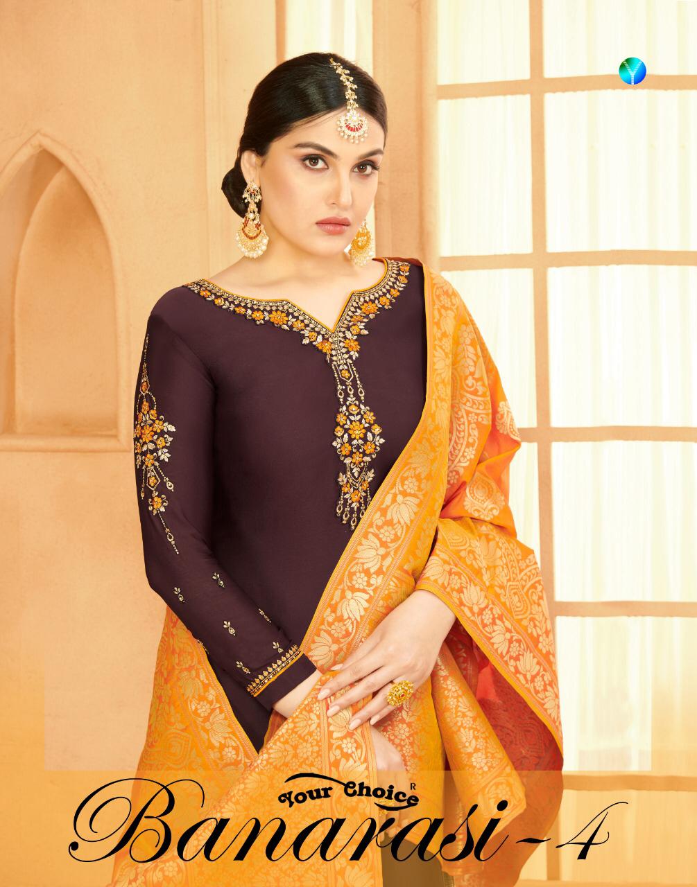 Your Choice Present Banarasi Vol 4 Satin Georgette Dress Materials Online Suits Store