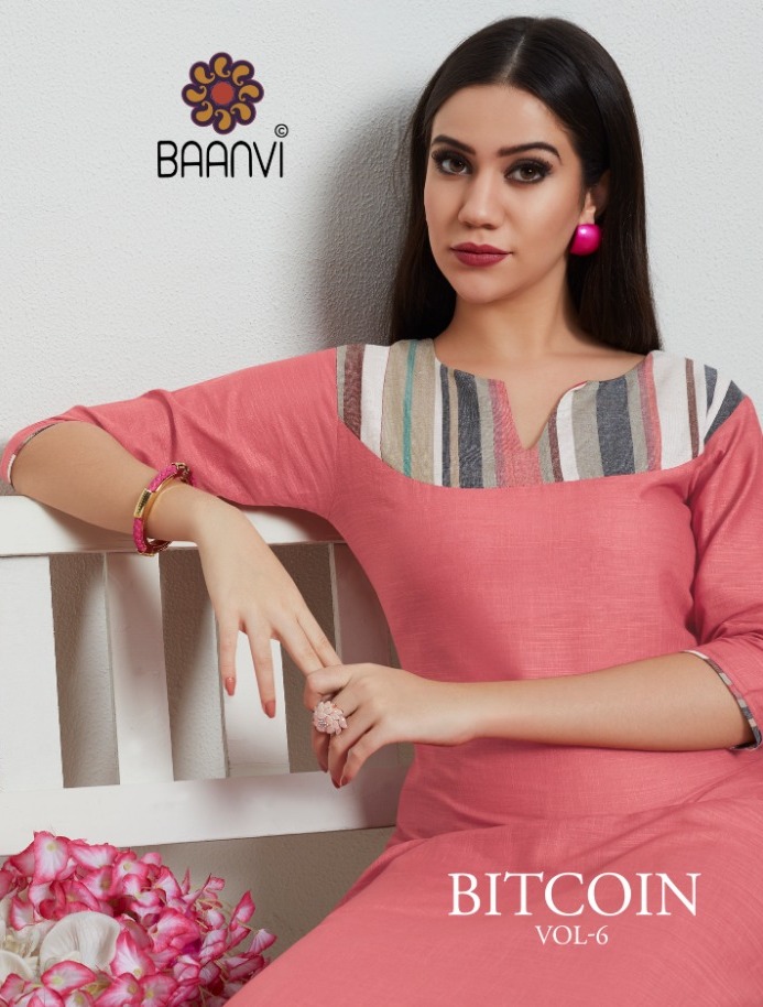 Baanvi Bitcoin Vol 6 Cotton Slub Formal Wear Kurti Collection