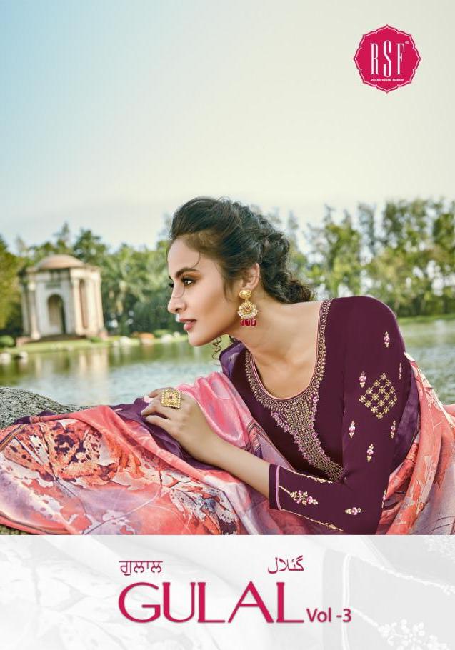 Gulal Vol 3 Of Rsf Satin Georgette Long Suits Designs Collection