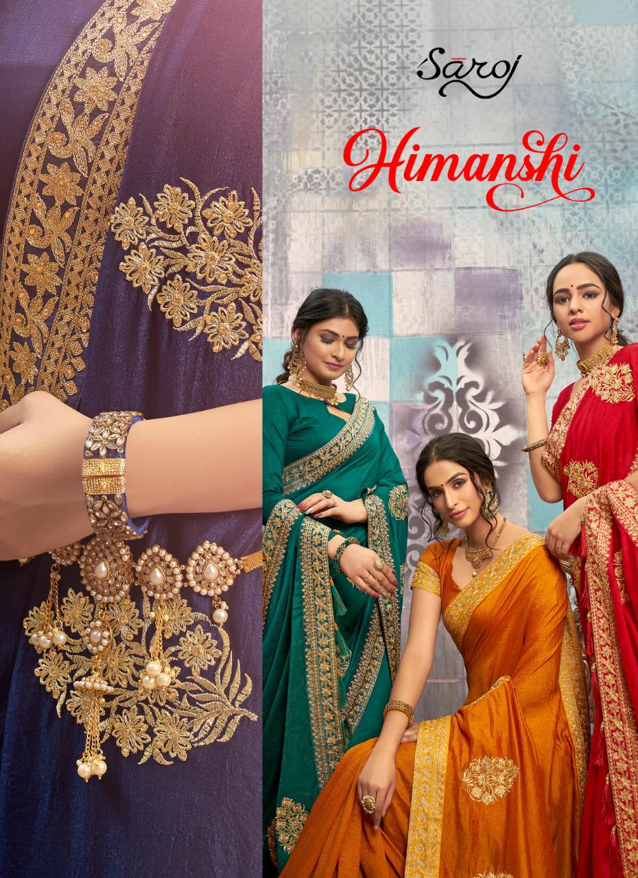 Himanshi By Saroj Vichitra Silk Designer Fancy Saree Wholesaler Surat