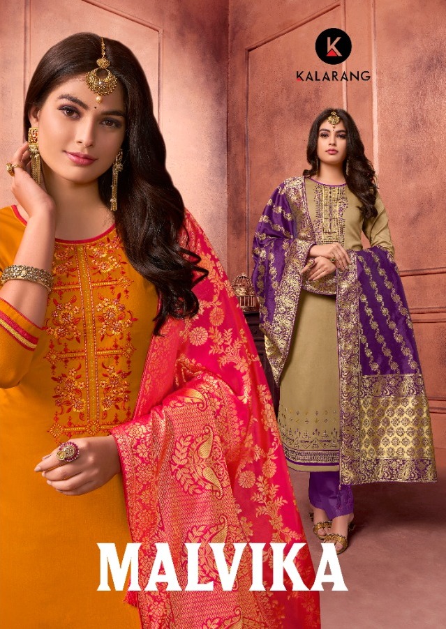 Kalarang Malvika Jam Silk Cotton Embroidery Dress Materials