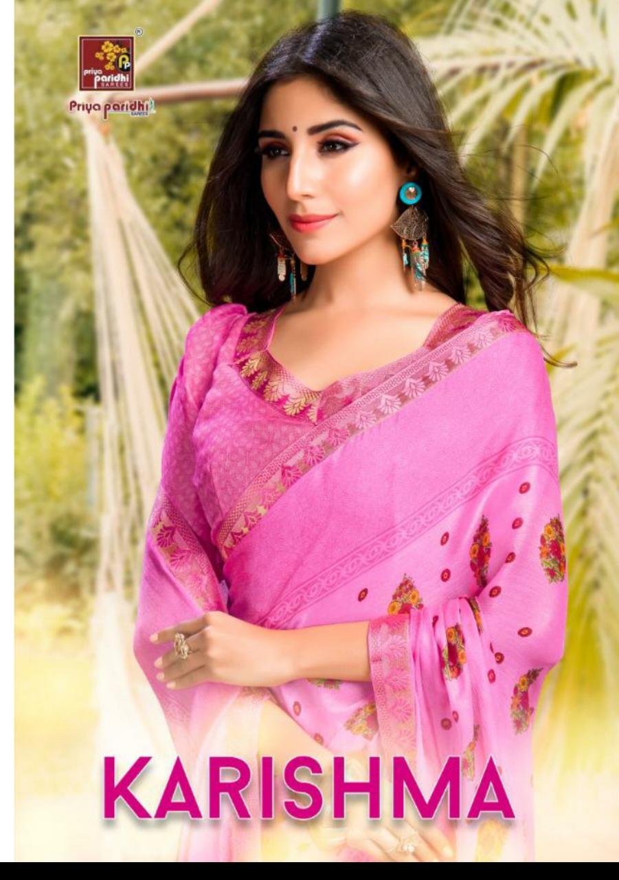 Karishma By Priya Paridhi Moss Printed Casual Wear Fancy Saree