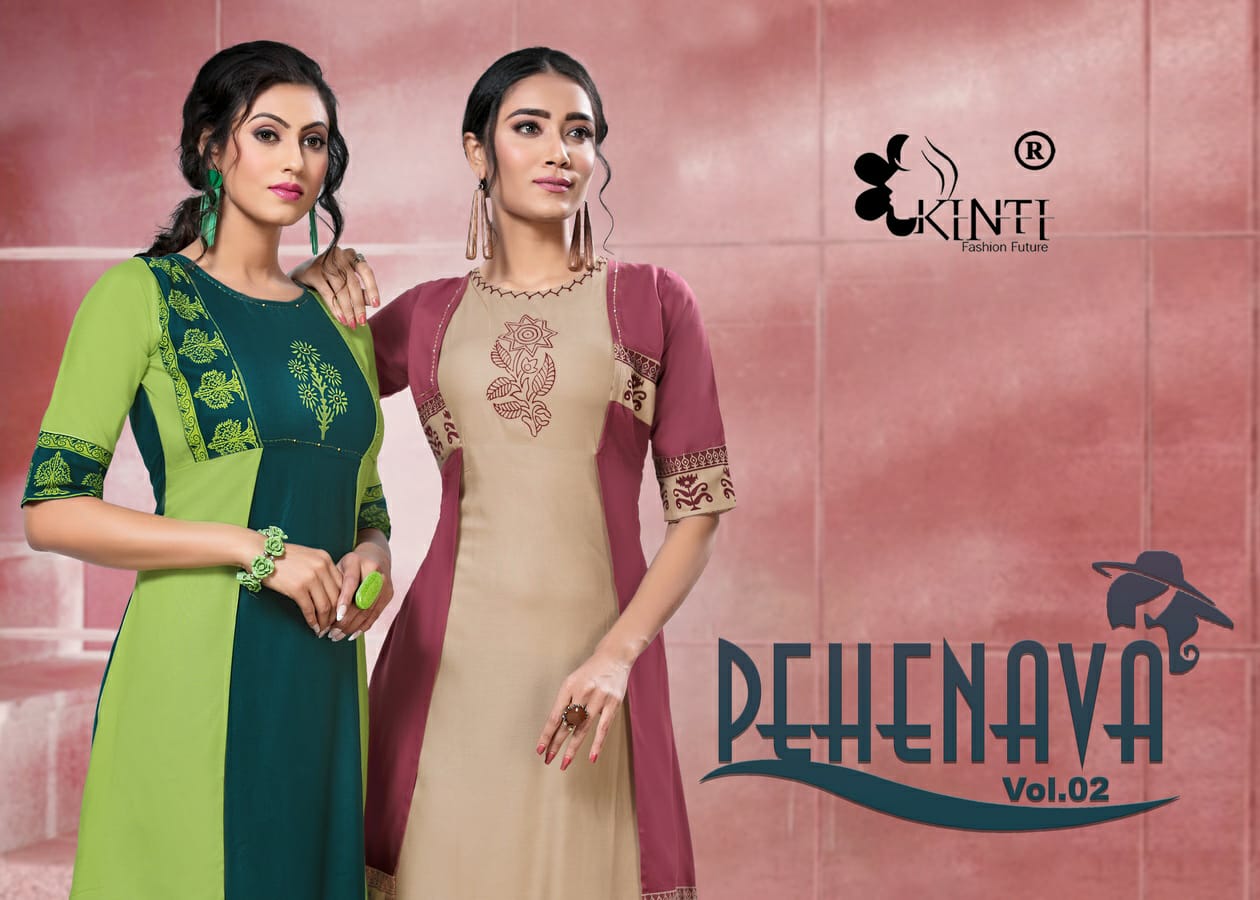 Kinti Pahenava Vol 2 Rayon Jacket Style Fancy Kurti Store Surat India