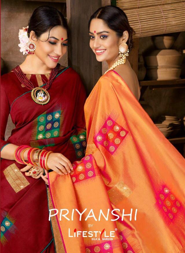 Lifestyle Launch Priyanshi Party Wear Fancy Saree Wholesaler Supplier