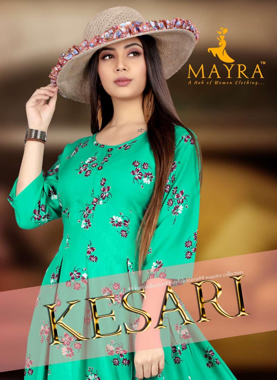 Mayra Kesari Rayon Anarkali Style Kurti Best Price Surat Indian Kurti