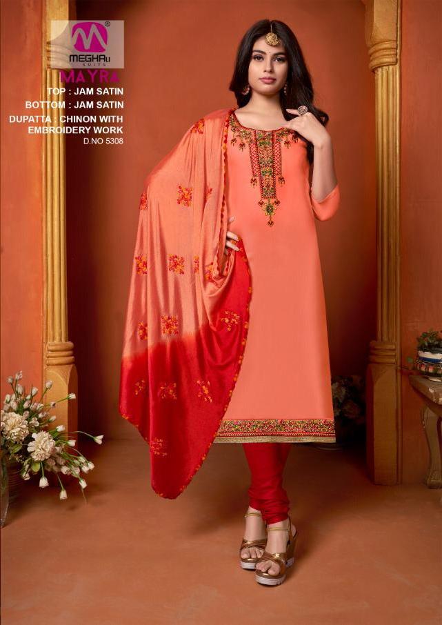 Meghali Suits Mayra Jam Satin Fancy Dress Materials Supplier