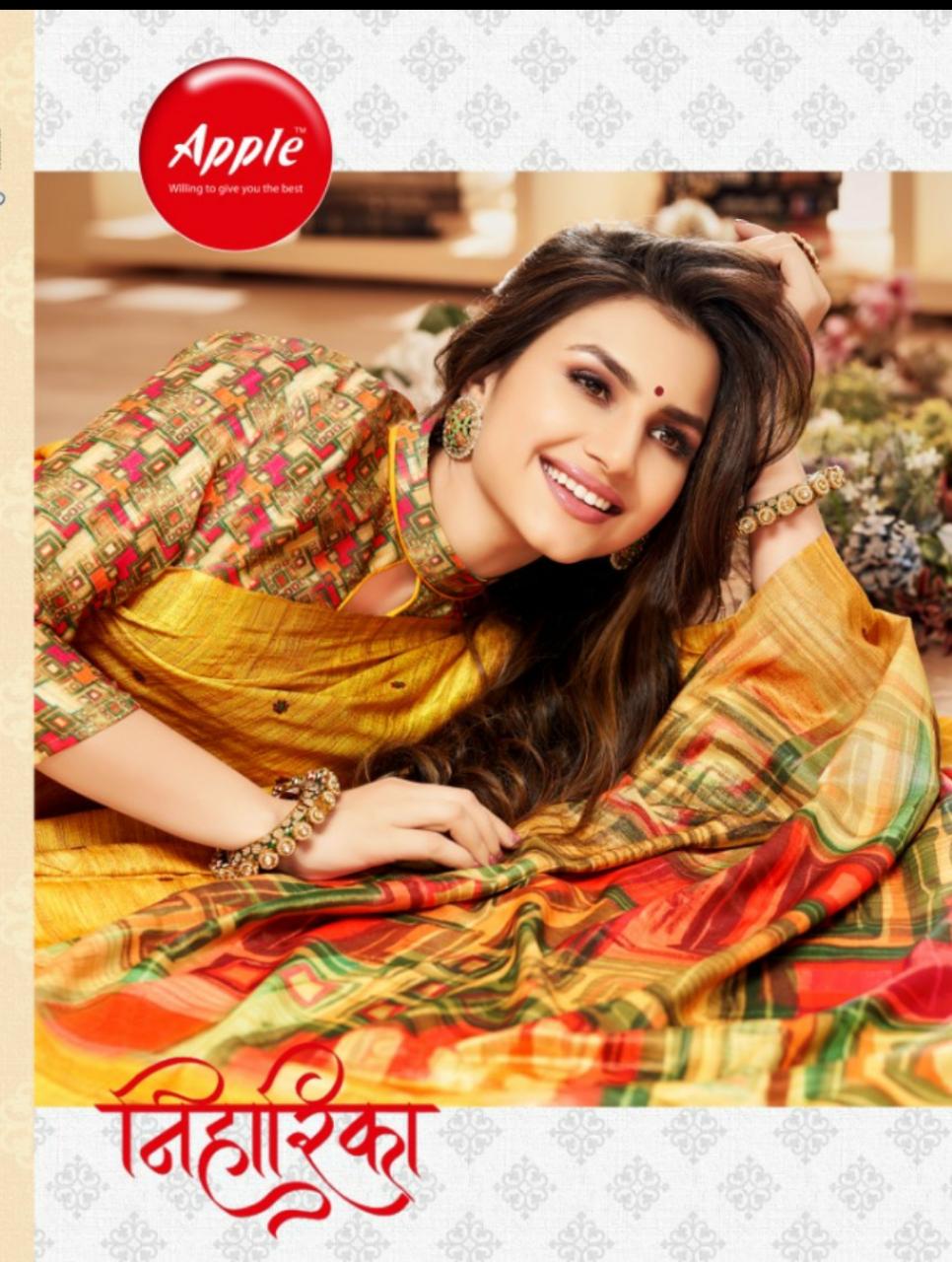 Niharika By Apple Silk Saree With Embroidery Casual Style Saree Collection