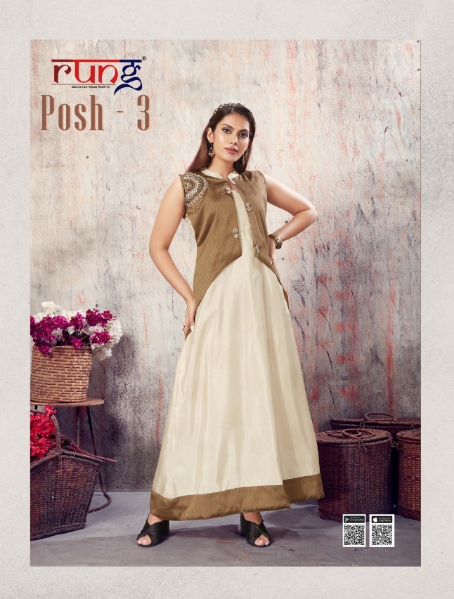 Rung Present Posh Vol 3 Long Gown Style Fancy Kurti Online Supplier