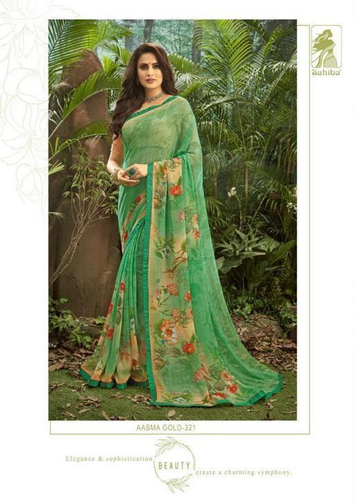 Sahiba Aasma Gold Vol 3 Georgette Printed Saree Collection India Seller