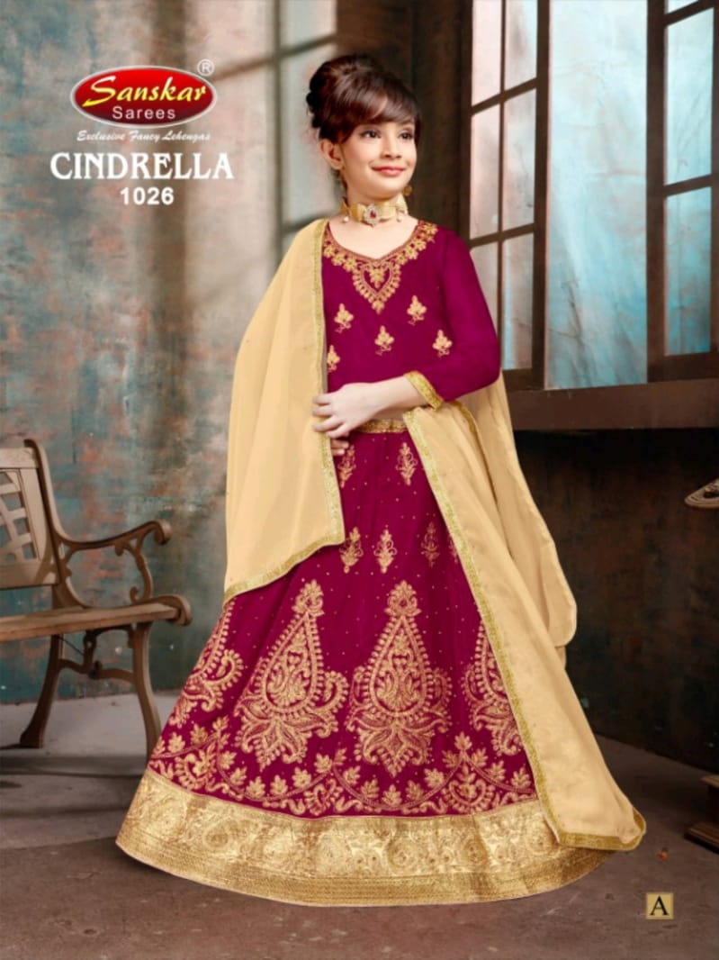 Sanskar Style Cindrella 1026 Kids Wear Velvet Designer Lehanga