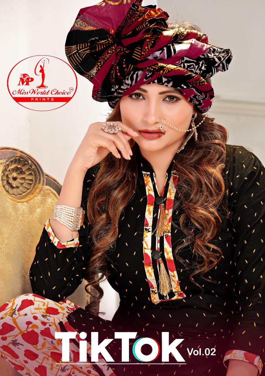 Tik Tok Vol 2 By Miss World Choice Cotton Patiyala Dress Materials