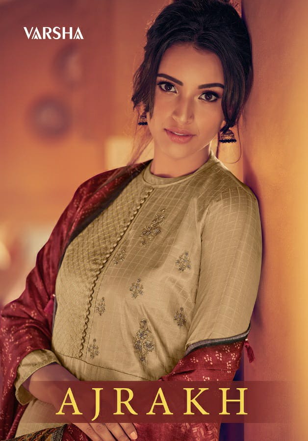 Ajrakh By Varsha Tussar Silk With Handwork Salwar Kameez Wholesaler