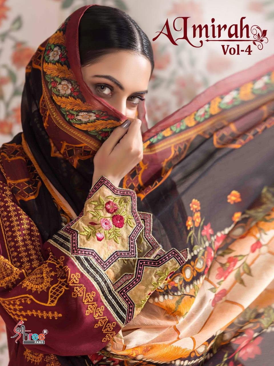 Almirah Vol 4 By Shree Fabs Jam Cotton Embroidery Pakistani Suits Collection