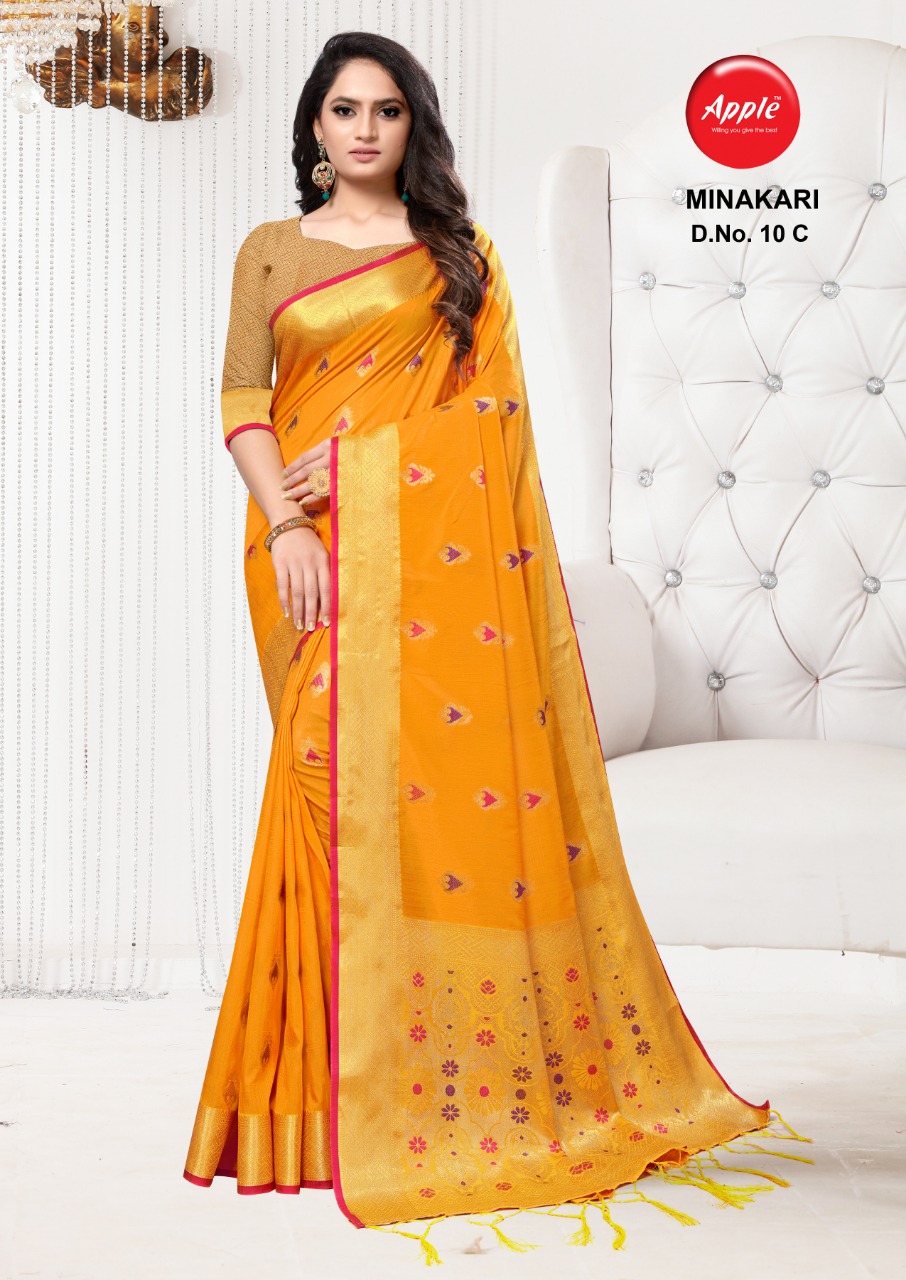 Apple Minakari 10 Silk Weaving Fancy Saree