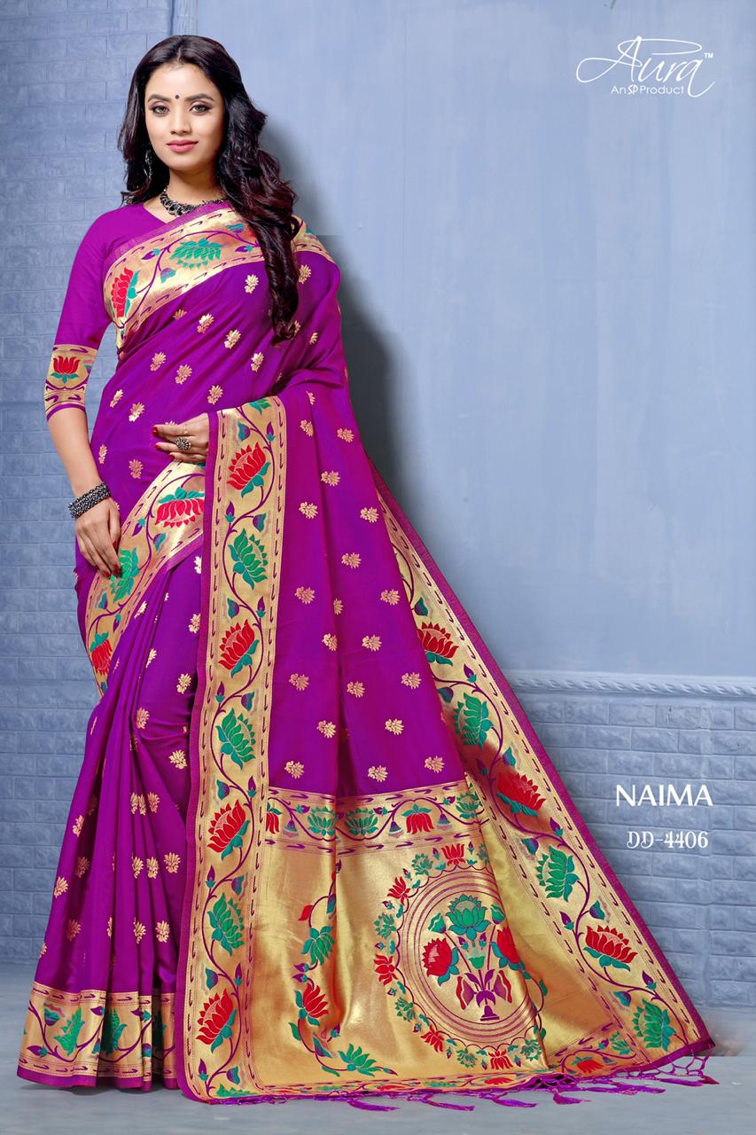 Aura Launch Naima Silk Designer Festival Wear Saree Concept