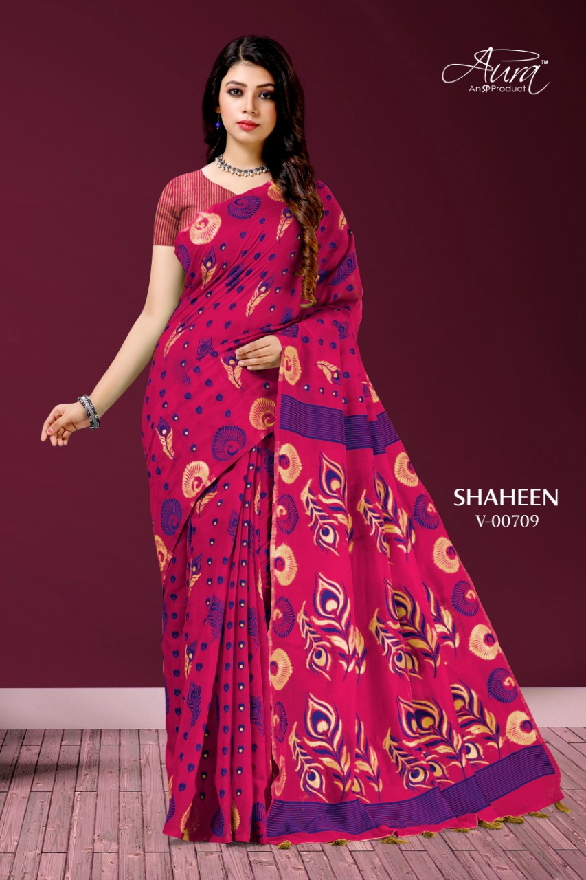 Aura Present Shaheen Chanderi Cotton Good Looking Saree Authorized Supplier