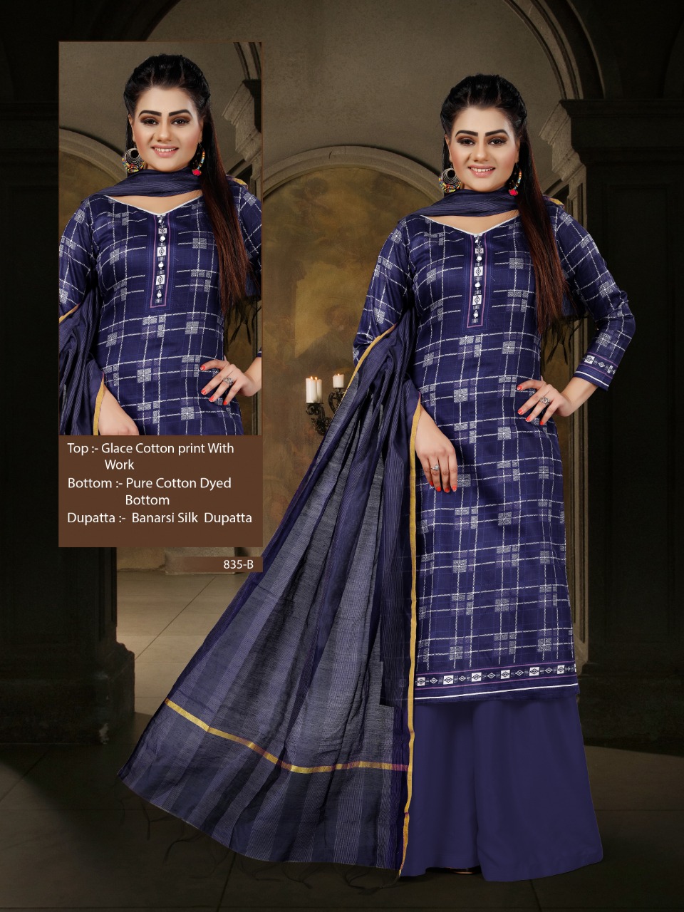 Bipson Present Design No 835 Glace Cotton Summer Wear Suits Collection