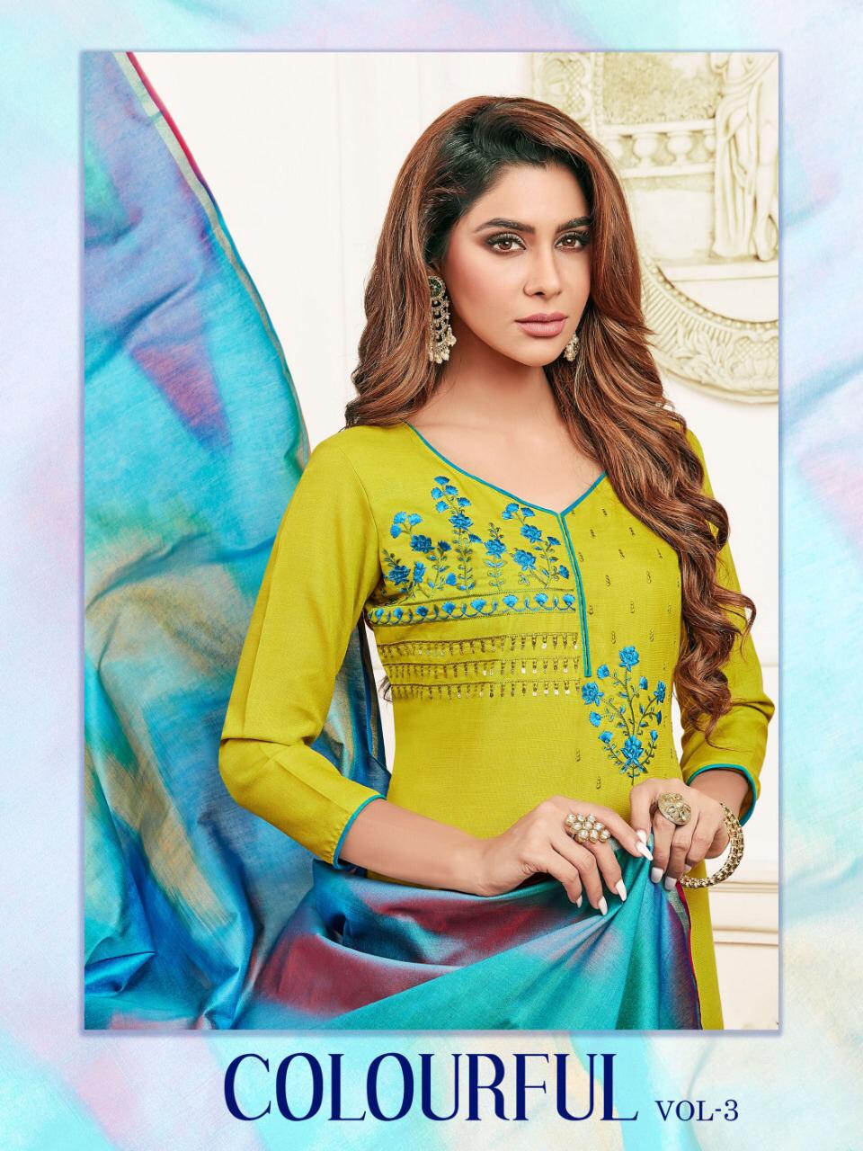 Colourful Vol 3 By Raghav Cotton Slub Embroidery Dress Collection