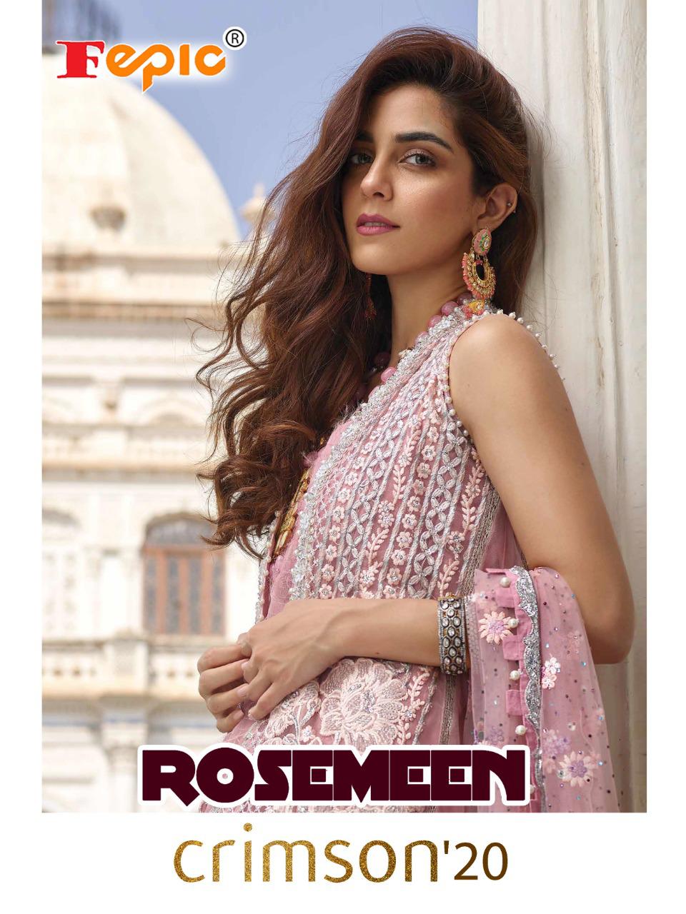 Fepic Rosemeen Crimson 20 Georgette Net Pakistani Salwar Kameez Wholesaler