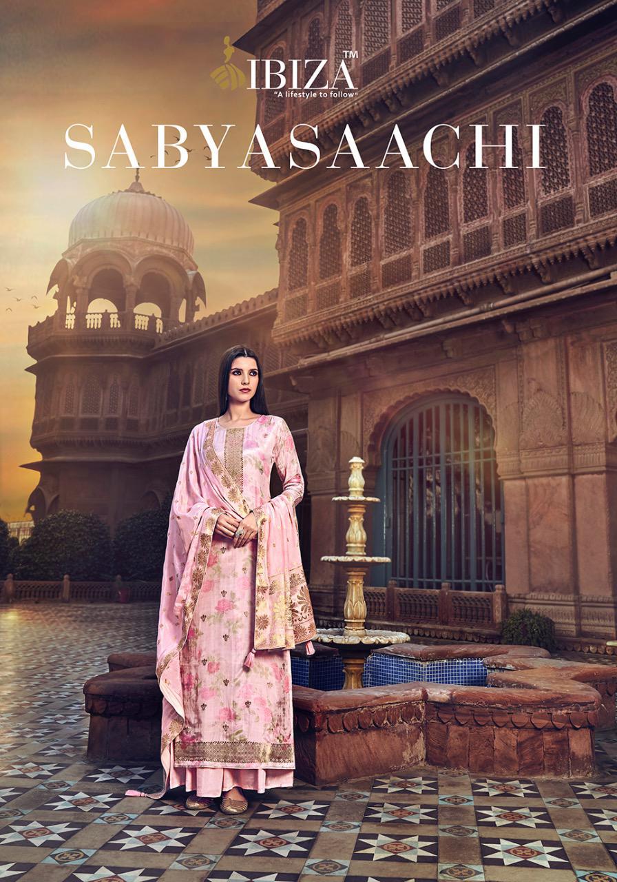 Ibiza Sabya Saachi Vicsose Muslin Jacquard Party Wear Suits Supplier