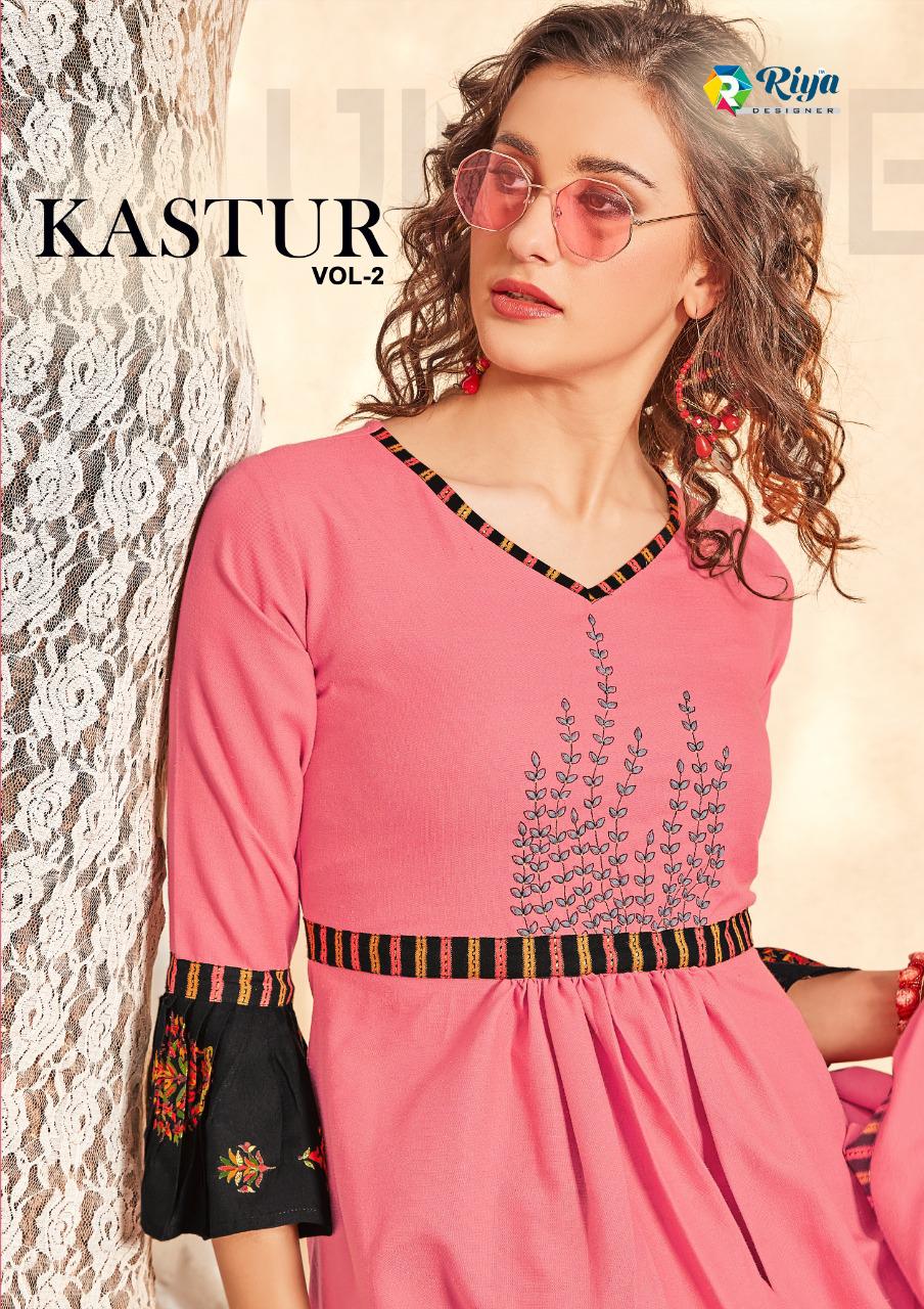 Kastur Vol 2 By Riya Silk With Rayon Long Kurtis Wholesaler