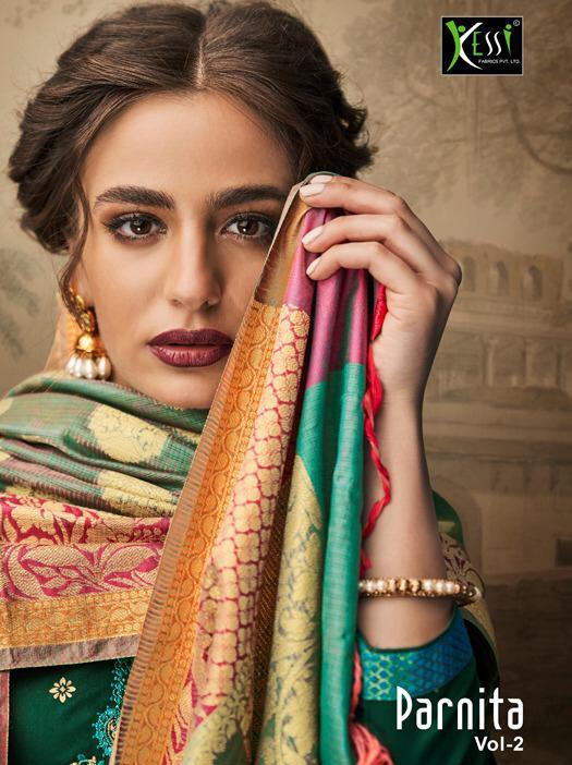 Kessi Fabrics Parnita Vol 2 Beautiful New Designs Embroidered Collection