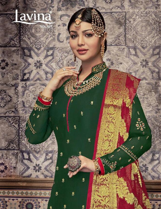 Lavina Vol 107 Satin Georgette Embroidery Fancy Suits Collection