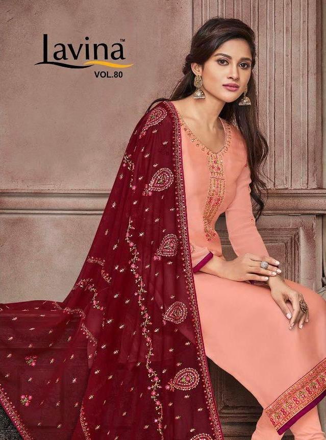 Lavina Vol 80 Satin Georgette Embroidery Suits Collection Wholesaler