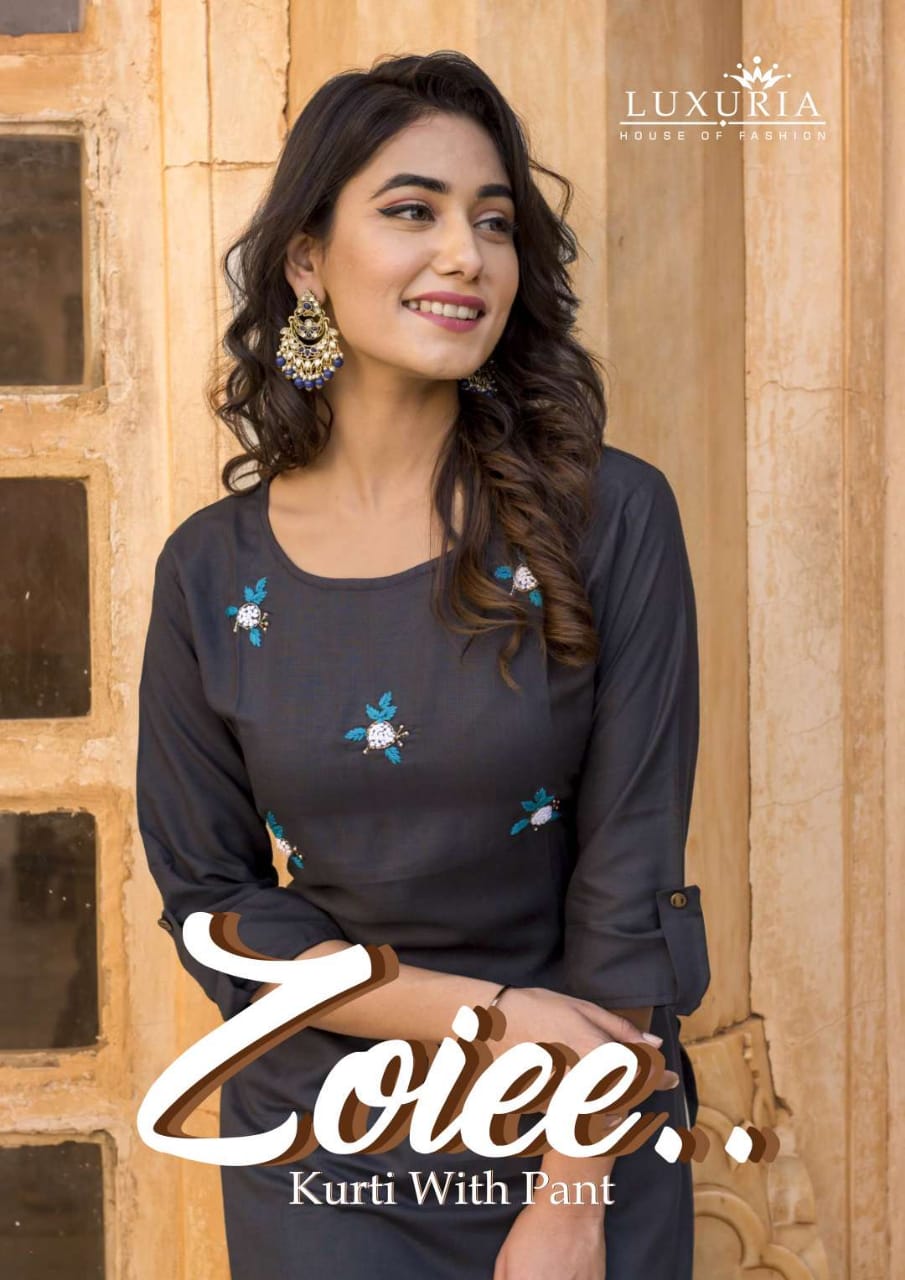 Luxuria Zoiee Rayon Slub Kurti With Pant Collection