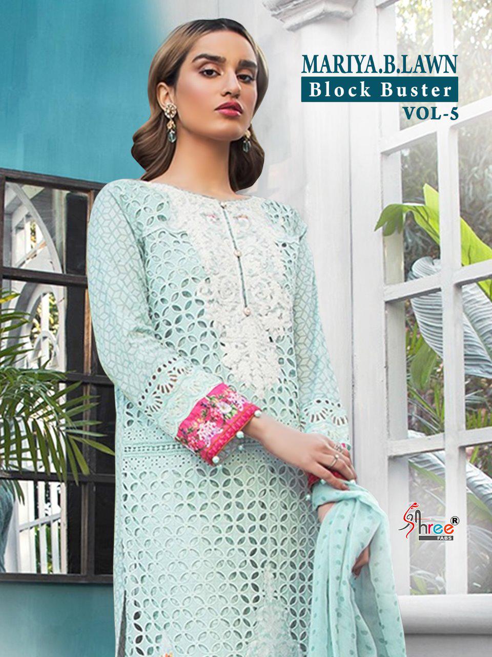 Mariya B Lawn Block Buster Vol 5 By Shree Fabs Cotton Sifly Work Pakistani Suits