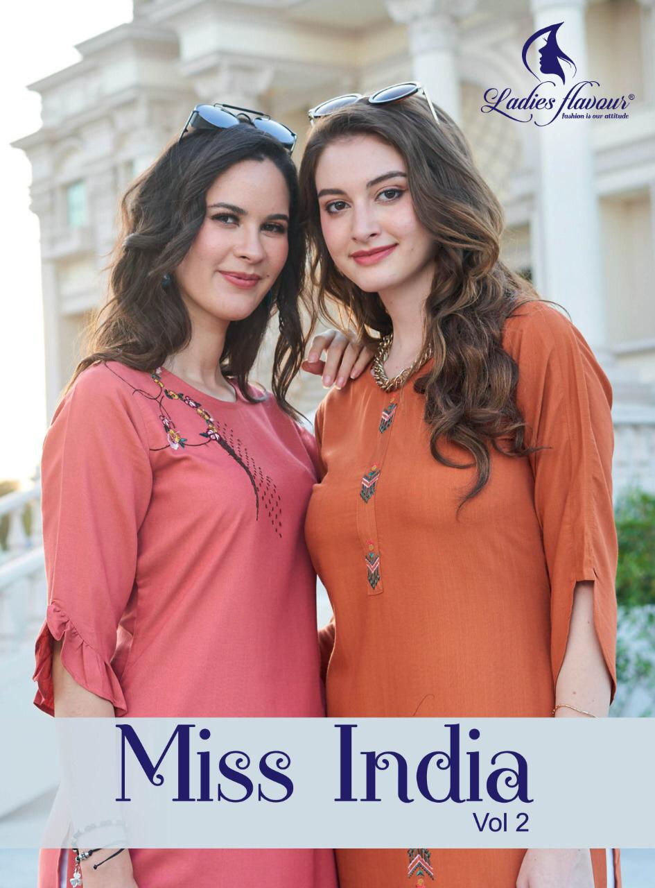 Miss India Vol 2 By Ladies Flavour Rayon Long Formal Wear Kurti Seller