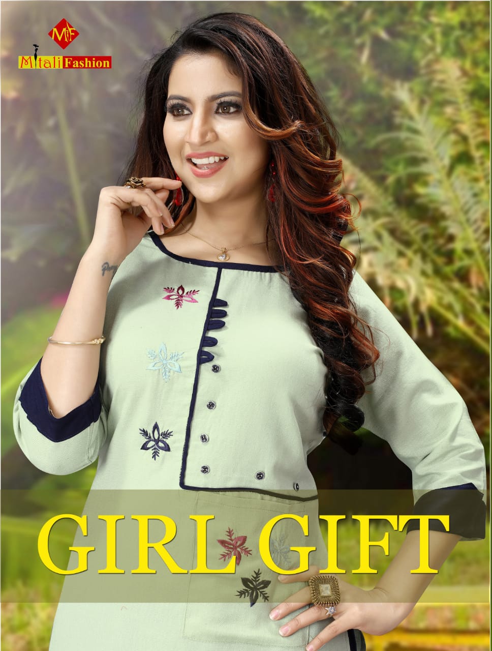 Mitali Fashion Girl Gift Rayon Work Kurti And Palazzo Pair Concept