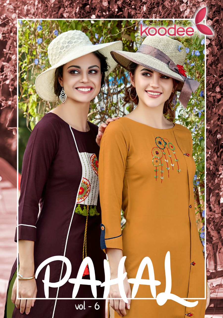 Pahal Vol 6 By Koodee Rayon Handwork Long Formal Wear Kurti Seller