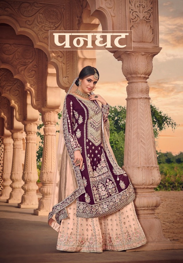 Panghat By Kaara Suits Georgette Sharara Style Heavy Embroidery Salwar Kameez