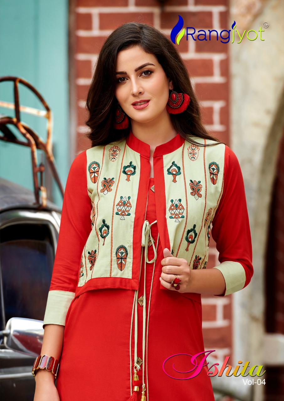 Rangjyot Ishita Vol 4 Long Ladies Kurtis Collection At Best Rates Online