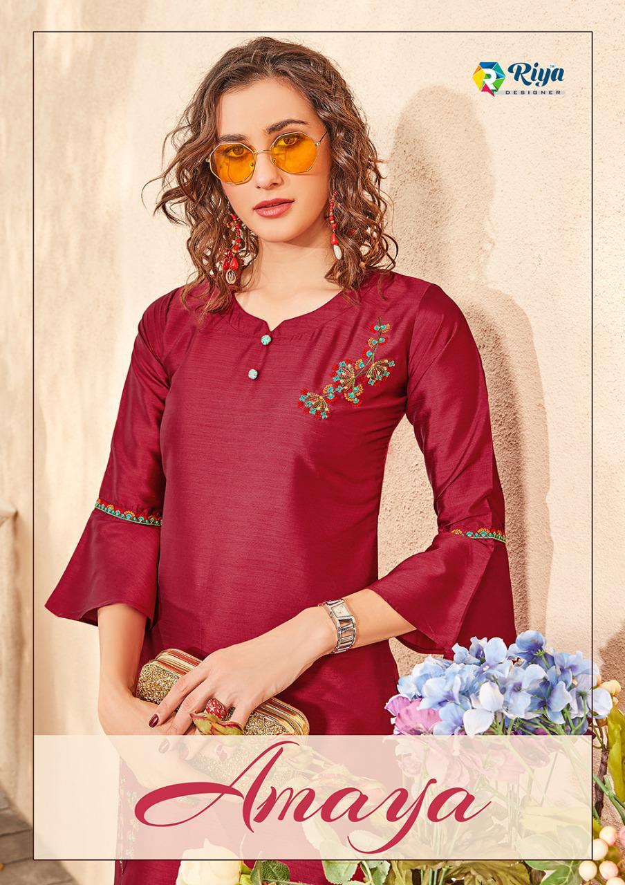 Riya Designer Amaya Silk Embroidery Casual Wear Kurti Seller