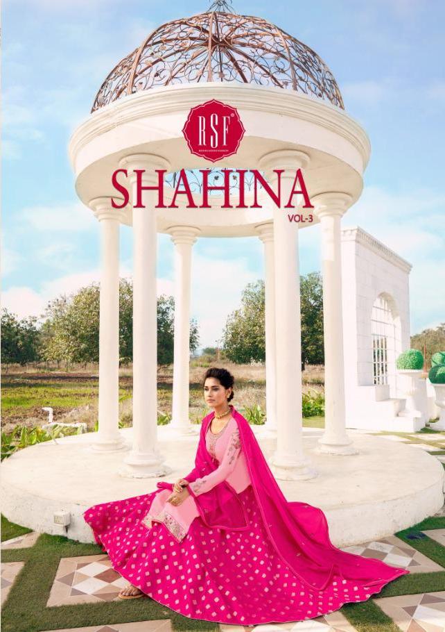 Shahina Vol 3 By Rsf Satin Georgette With Jacquard Ghaghra Style Suits Designs