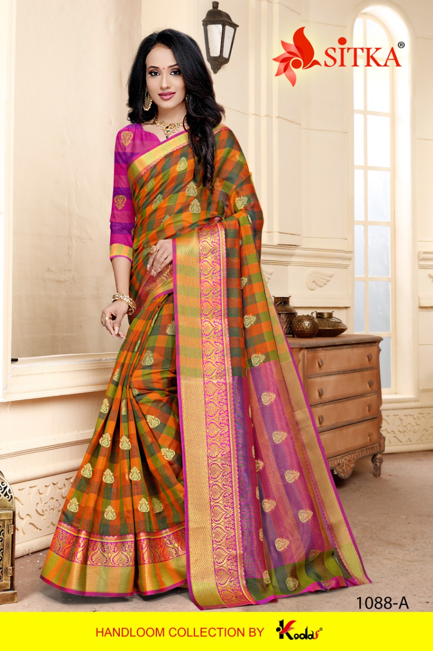 Sitka Present Air Hostess 1088 Handloom Cotton Silk Saree Wholesaler